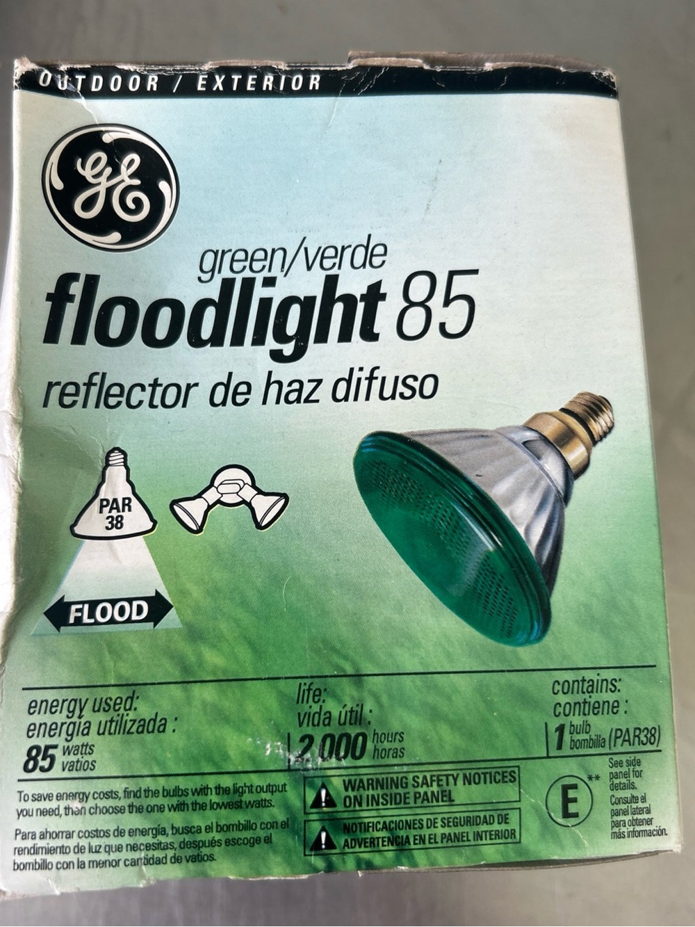 GE Green Floodlight 85W PAR38 Bulb